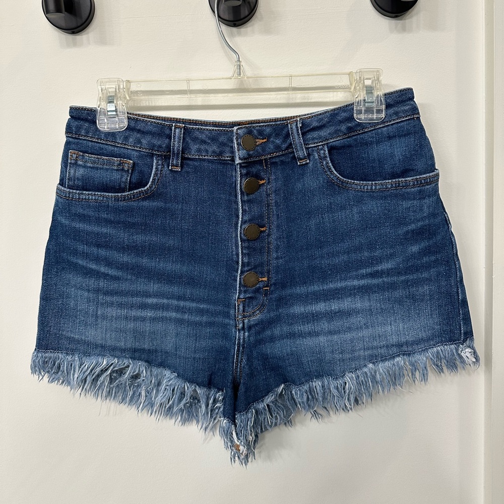 Maje Frayed Denim Shorts